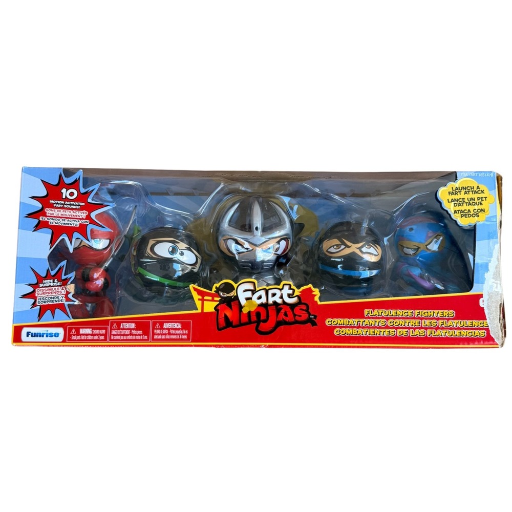 5-Pack Funrise Fart Ninjas Farty Action Figures Motion Activated 10 Fart Sounds